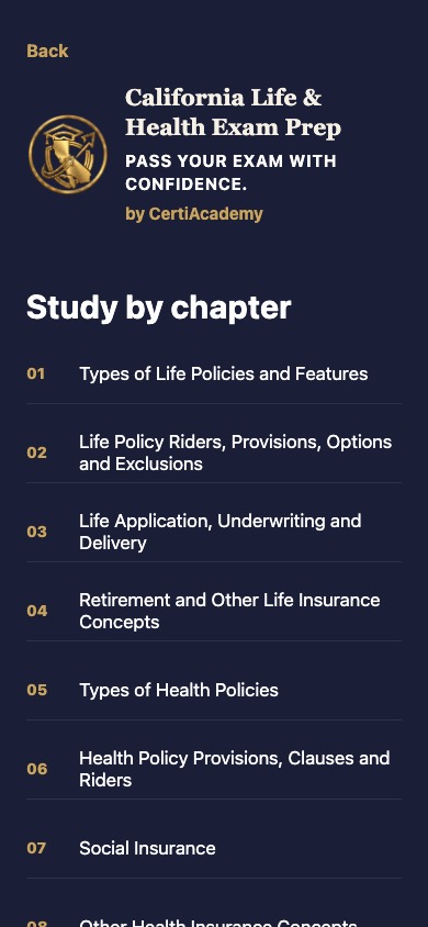 Learn by chapter — California