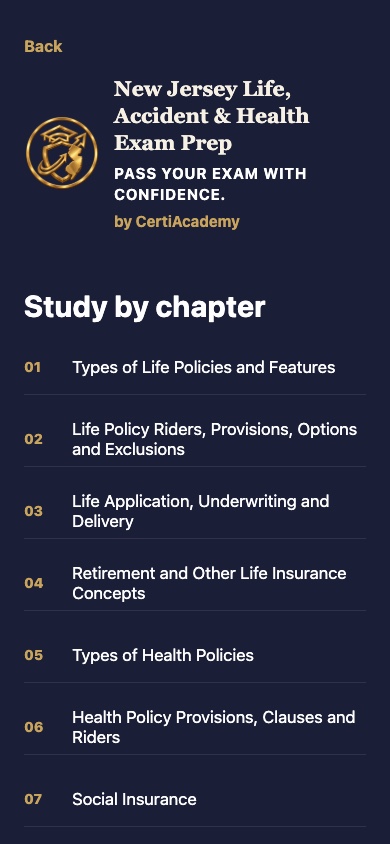 Learn by chapter — New Jersey